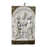 Bas relief scne religieuse en terre cuite