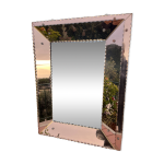 Beau miroir vintage cuivr� art d�co sign� et dat�