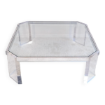 Belle grande table basse carre athna en altuglas & verre signe david lan