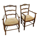 Belle paire de fauteuils paillés Belle paire de fauteuils paillés