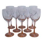 Trs belle srie de 8 verre  eau pied rose vintage