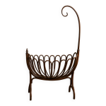 Berceau ancien en rotin cintr� mod�le fleur avec fl�che pour voile