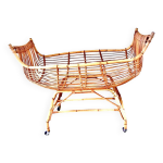 Berceau pirogue rotin vintage