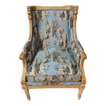 Bergère louis xvi à oreillettes en bois laqué Bergère louis xvi à oreillettes en bois laqué