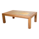Bernard buffat, table basse avec plateau en cramique, 1970s.