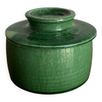 Beurrier � eau en terre verniss�e foucart jourdan verte 1960