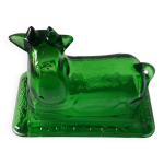 Beurrier vintage anglais verre épais vert émeraude Beurrier vintage anglais verre épais vert émeraude
