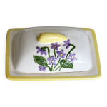 Beurrier vintage en barbotine et faence  dcor floral