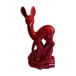 Bibelot biche saint clment rouge / bordeaux en cramique art dco