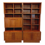 Biblioth�que double scandinave vintage en teck des ann�es 60