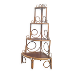 Bibliothque tagre angle rotin bambou vintage 1960 (peacock / emmanuelle)