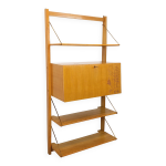 Biblioth�que �tag�re murale avec secr�taire bar vintage en bois clair
