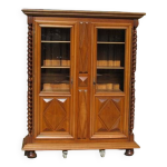 Bibliothque en noyer , vitrine en noyer massif