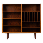 Bibliothque en palissandre de design danois avec porte - disques vinyles, annes 1960