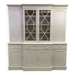 Bibliothque secrtaire anglaise des annes 50 en acajou, peinte en blanc