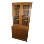 Bibliothque / vaisselier vintage des annes 60 avec commode intgre