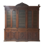 Bibliothque vitre en noyer