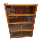 Bibus bibliotheque annees 60 chene clair avec vitres coulissantes