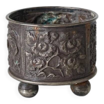 Bo�te � bijoux ancienne en m�tal argent� repouss�, artisanat d asie du sud, vers 1950