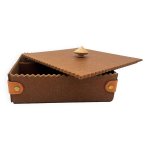 Boite  bijoux en cuir et bois - design 1990's