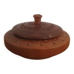 Bote ronde en bois sculpt avec couvercle