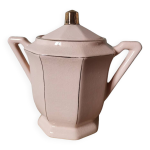 Boîte à sucre sucrier vintage sarreguemines digoin france rose et doré à facette Boîte à sucre sucrier vintage sarreguemines digoin france rose et doré à facette