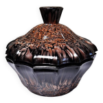Boite / sucrier vintage vincenzo nason murano verre aventurine noir