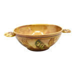Bol artisanal made in france jaune aux feuillages abstraits