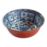 Bol  riz japonais de porcelaine shumaki arita rouge et bleu - showa 1950