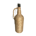Bonbonne ancienne rotin osier tress + anse bouteille vintage