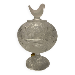 Bonbonnire cristal d'arques motifs animaux oiseaux