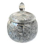 Bonbonnire / drageoir vintage en cristal de bohme finement taill. motifs toiles sophistiques / croisillon ...