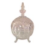 Bonbonniere globe sur pieds tripodes en verre cisel / vintage annes 60 - 70