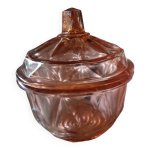 Bonbonnière, sucrier, poudrier, années 50. verre coloré. Bonbonnière, sucrier, poudrier, années 50. verre coloré.