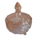 Bonbonni�re ou sucrier en verre rose