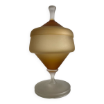 Bonbonnire sur pied vintage en verre souffl