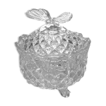 Bonbonnire en verre taill avec un motif de papillon