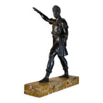 Bonze patine noire, homme barbu debout, dans l esprit de l antique, xix�me si�cle