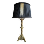 Bougeoir ancien en bronze fin xixe. mont en lampe.