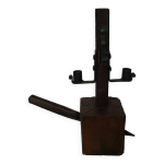 Bougeoir bois fer forg art populaire dcoration brutaliste artisanal campagne chandelier candlabre