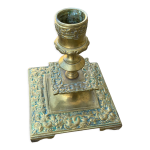 Bougeoir bronze dor�, d�cor de poissons d'asie, chine