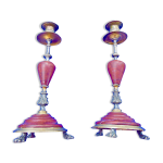 Bougeoirs bronze marbre griotte xixme