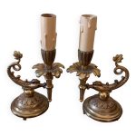 Bougeoirs bronze pieds de lampe
