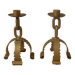 Bougeoirs candlabres design brutaliste fabrication artisanale fer forg art populaire chandeliers