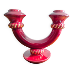 Bougeoir en céramique art déco rouge et doré Bougeoir en céramique art déco rouge et doré