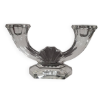 Bougeoir / chandelier 2 branches en cristal val saint lambert en excelle