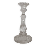 Bougeoir chandelier ancien en verre moul forme balustre