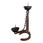 Bougeoir chandelier double brutaliste fer forg