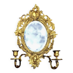 Bougeoirs mural en bronze  2 feux et miroir biseaut