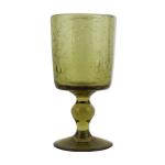 Bougeoir à pied en verre bullé de biot vert Bougeoir à pied en verre bullé de biot vert